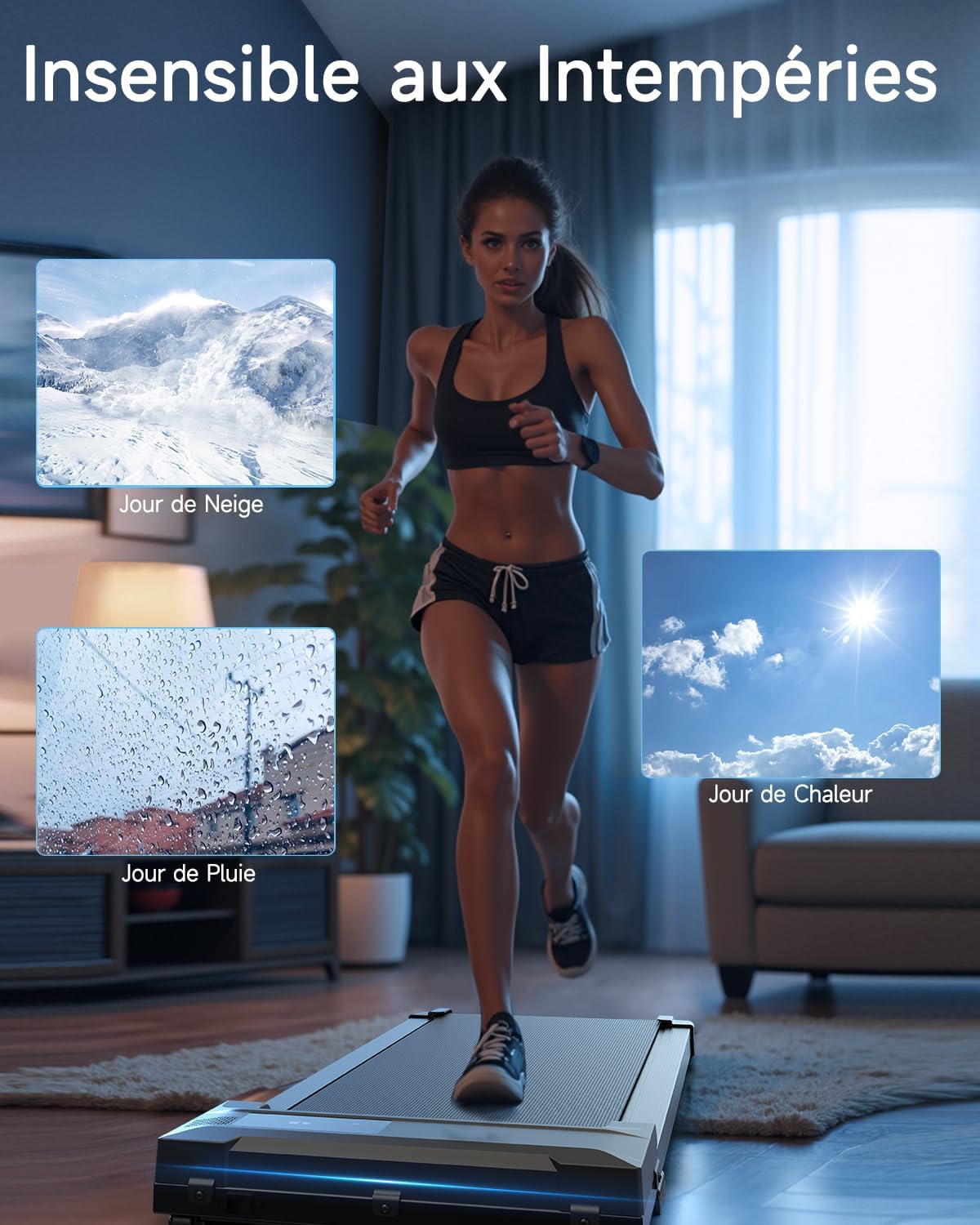 Tapis de marche/course - Mini tapis roulant compact pour bureau, maison et shopping à domicile - Machine électrique motorisée silencieuse et portable à roulement rapide (6 km/h)