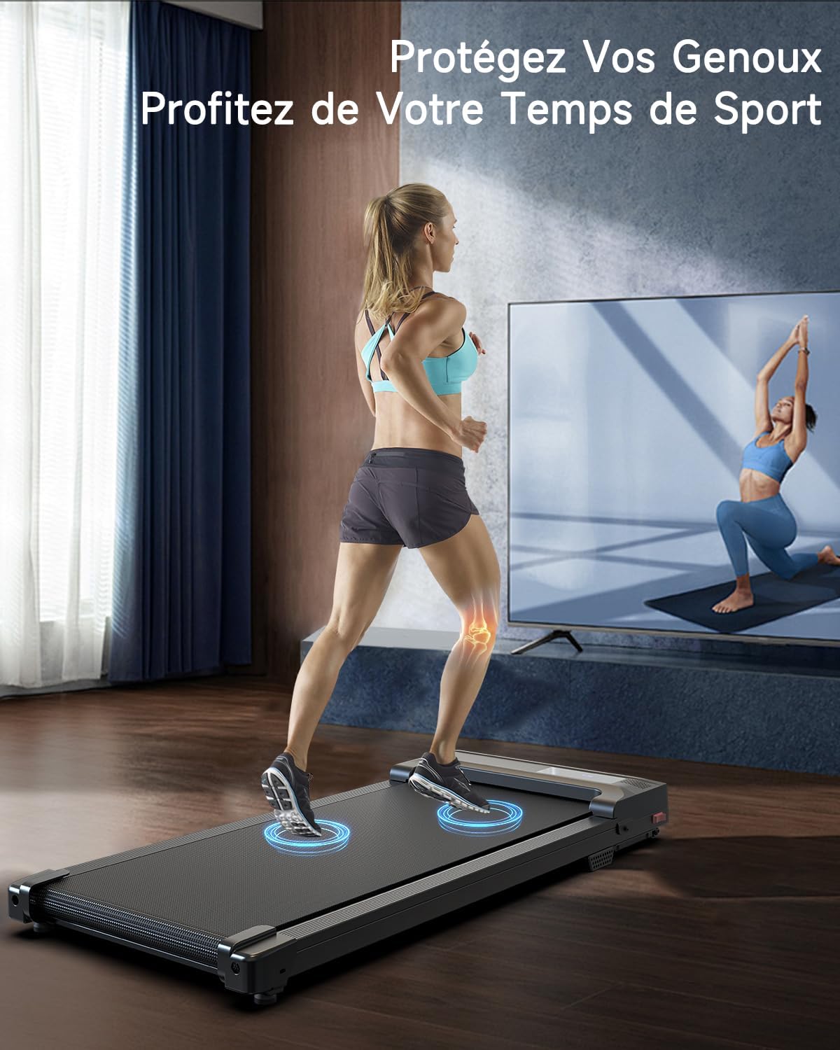 Tapis de marche/course - Mini tapis roulant compact pour bureau, maison et shopping à domicile - Machine électrique motorisée silencieuse et portable à roulement rapide (6 km/h)