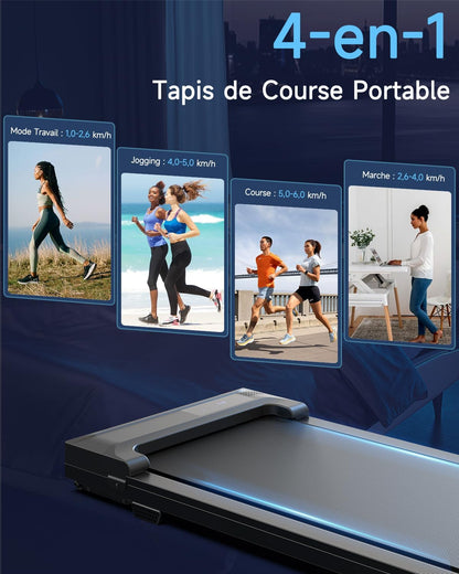 Tapis de marche/course - Mini tapis roulant compact pour bureau, maison et shopping à domicile - Machine électrique motorisée silencieuse et portable à roulement rapide (6 km/h)